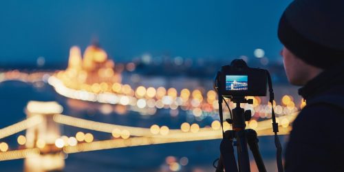 Photographer in the night city Photographer in the night city